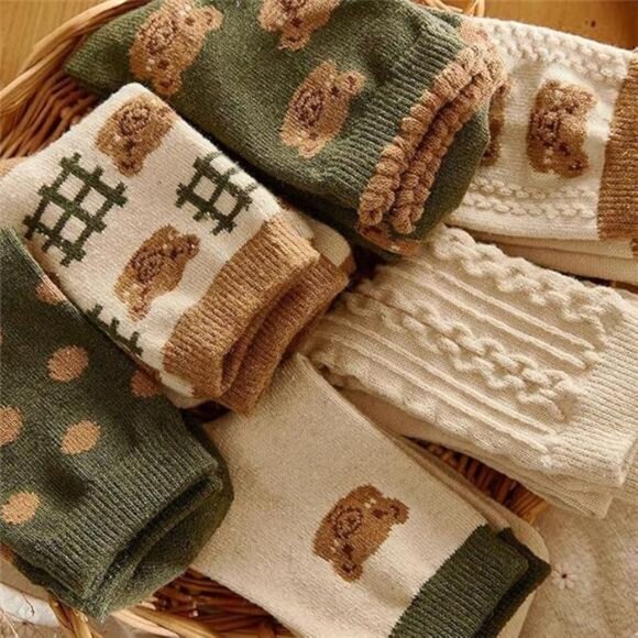 6 Pair Cute Cotton Socks Kawaii Bear Ankle Socks Preppy Ruffle Socks for Women‎ - Picture 3 of 7